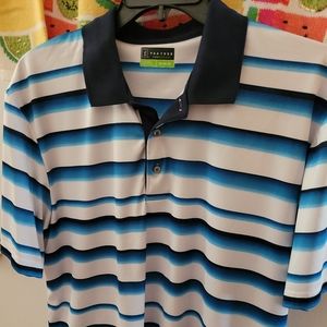 PGA Tour pro series XL Dri wicking, golf shirt blue white strip